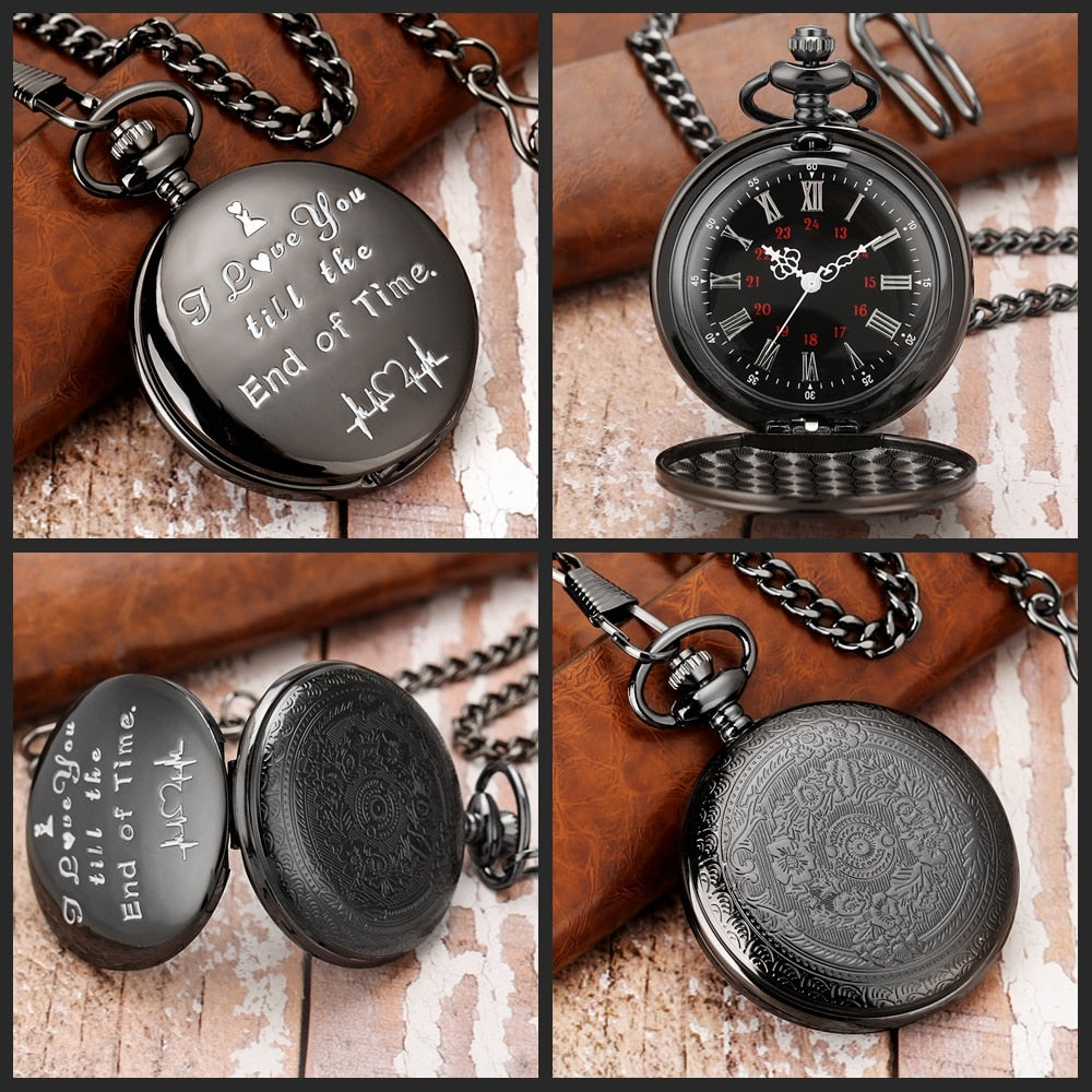 Smooth Silver Cover Men Pocket Watch Numbers for Dial Elegant Pocket Watch
