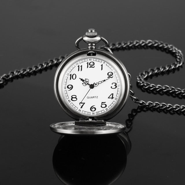 Smooth Silver Cover Men Pocket Watch Numbers for Dial Elegant Pocket Watch