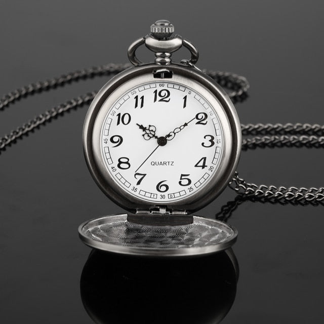 Smooth Silver Cover Men Pocket Watch Numbers for Dial Elegant Pocket Watch