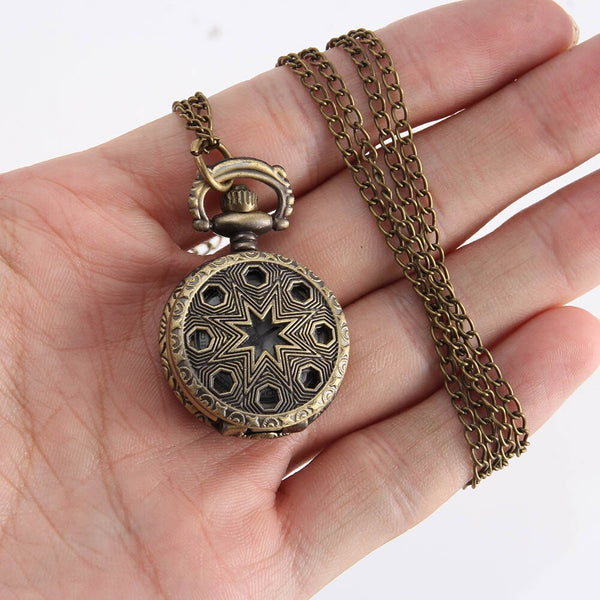 Reloj de bolsillo vintage de moda, reloj de cuarzo color bronce.