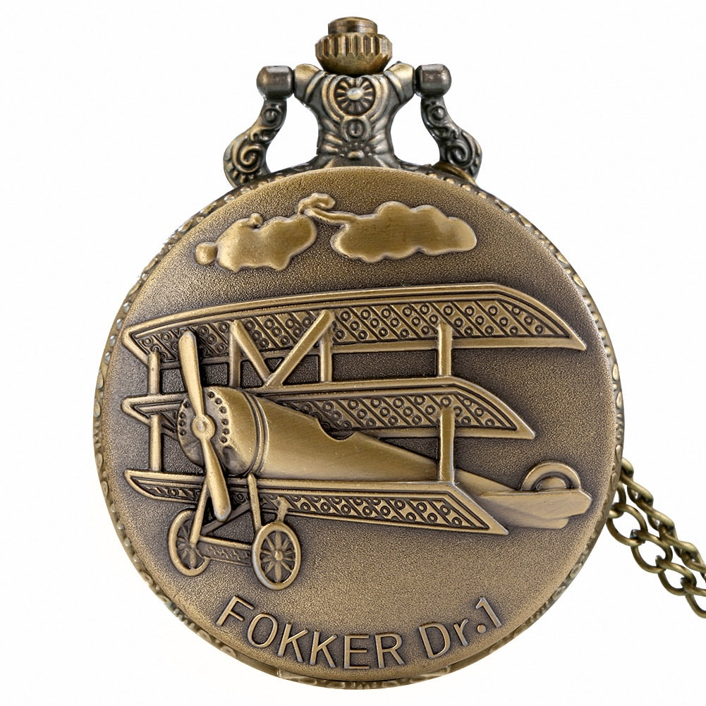 Bronze World War II Aircraft Quartz Pocket Watch