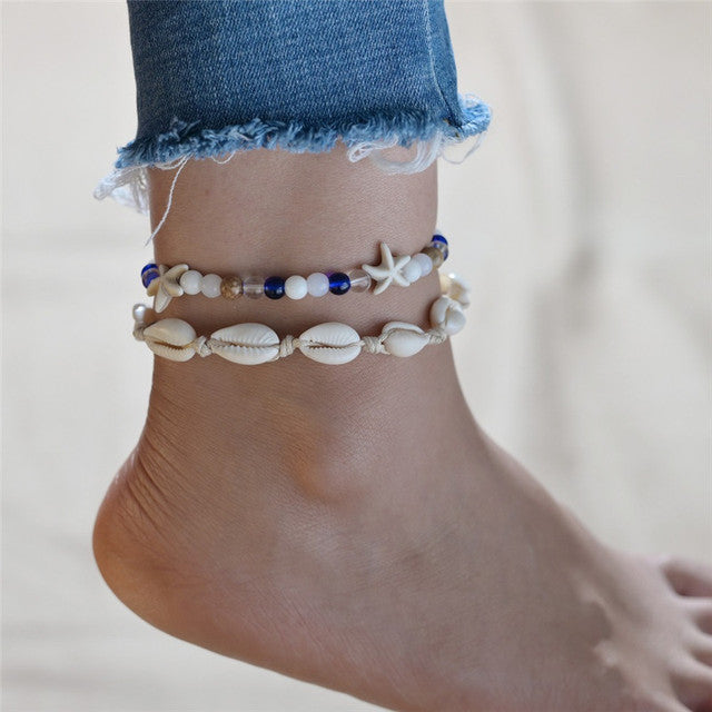 Bohemia Natural White Shell Anklets for Women