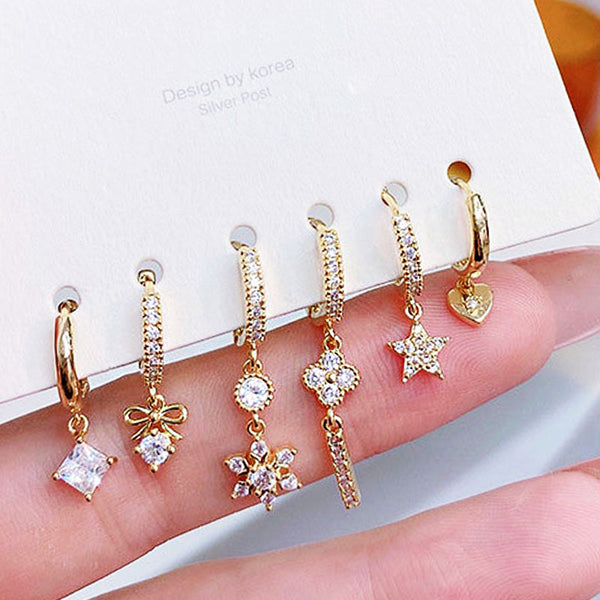 Pendientes románticos de seis piezas para mujer