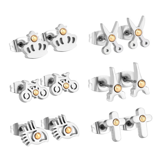 6Pairs/Box pendientes Pierce Stainless Surgical Steel Earrings