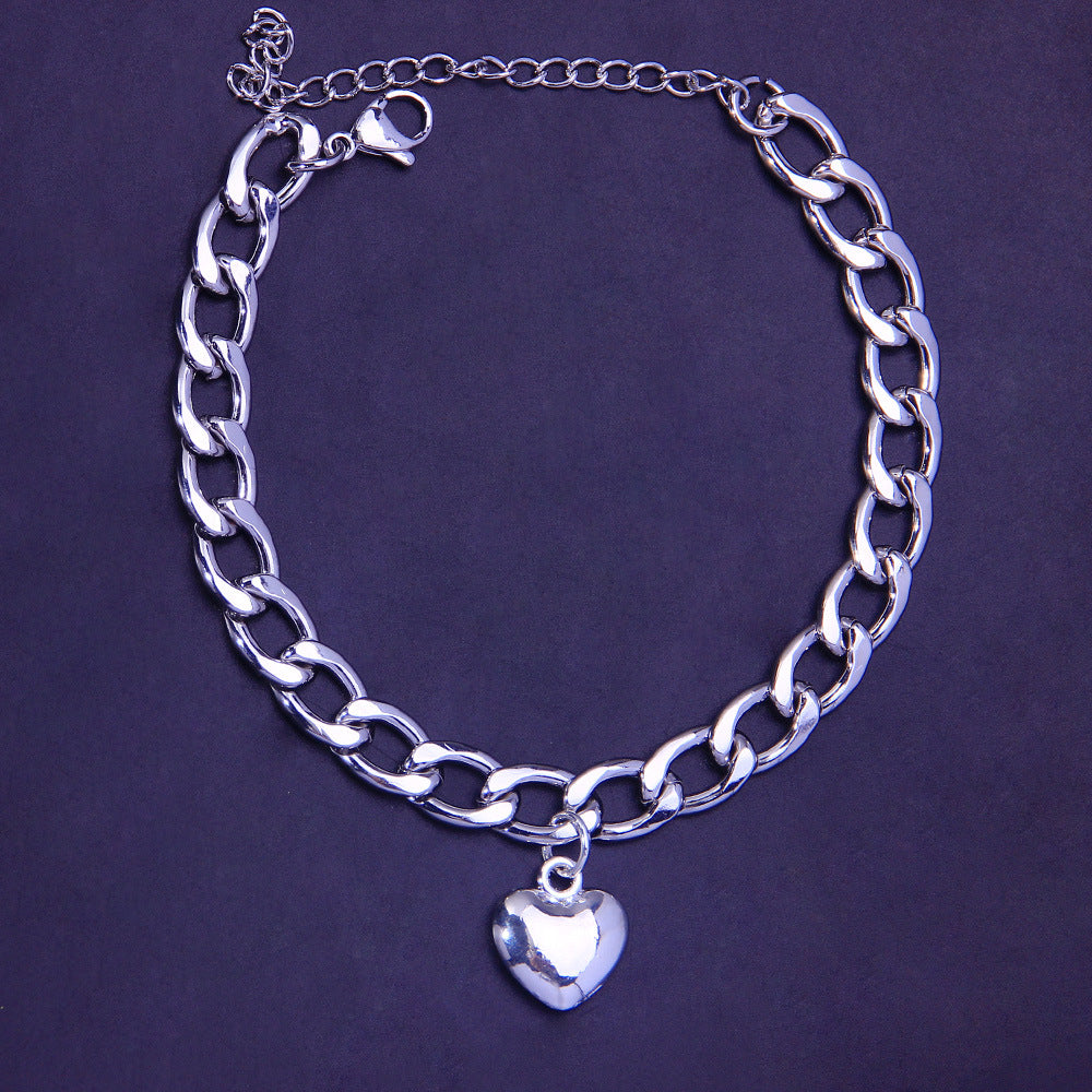 Fashion Stainless Steel Heart Pendant Anklet for Women