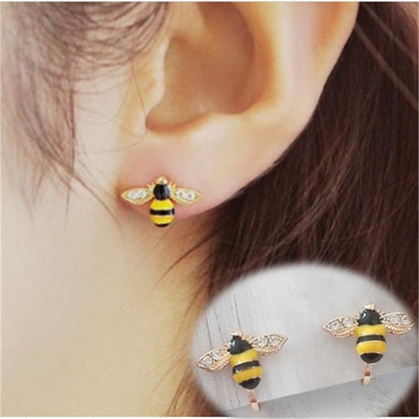 Kids Clip On Earrings Cute Bee Yellow Non Piercing Little Girls