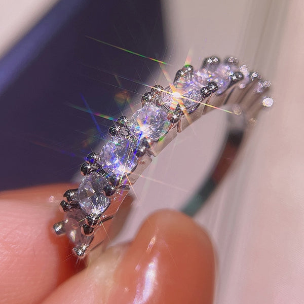 Anillo de bodas de lujo de moda S925 con circonita cúbica AAA y banda de eternidad