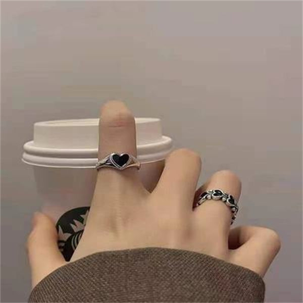 Heart Rings For Women Punk Silver Color Open Ring