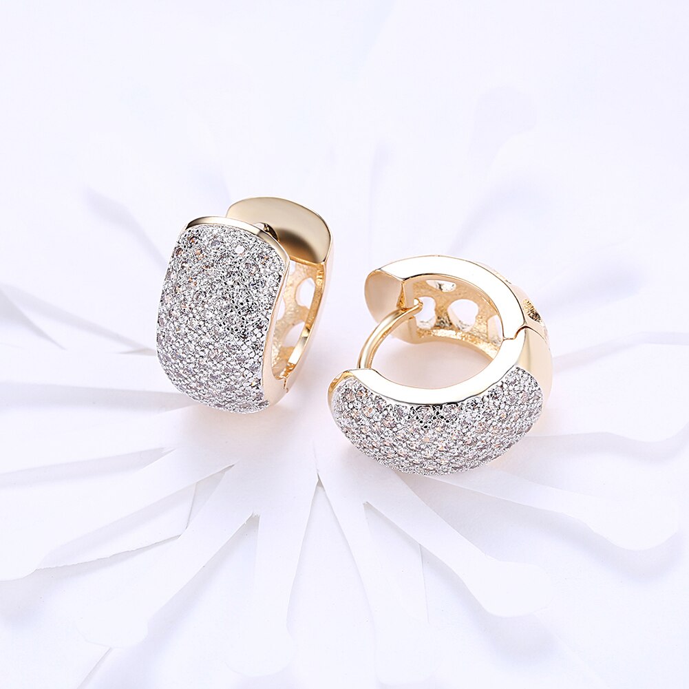 Light Luxury Wide Clip Earring Romantic Wind Cubic Zirconia Hoop Earrings