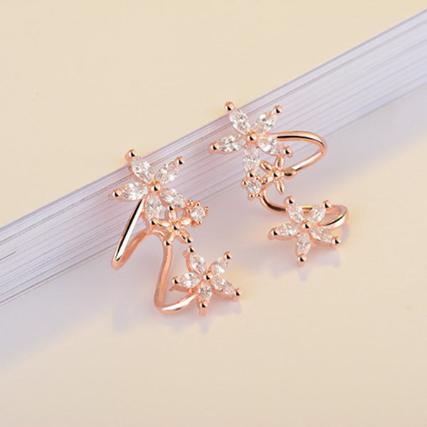 Pendientes de clip de moda con circonita brillante para mujer, piercing falso para oreja.
