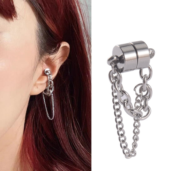 Juego de 2 pendientes con imán fuerte y colgante magnético estilo punk para hombre