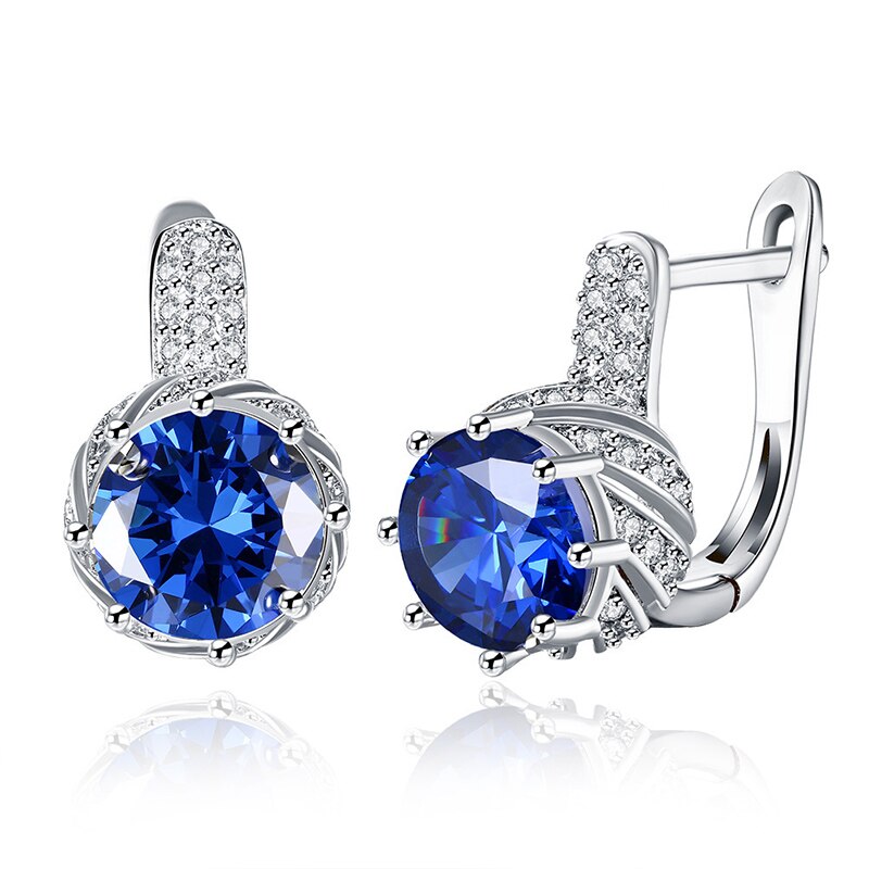 Elegant Royal Sapphire Amethyst Gemstone Clip Earrings