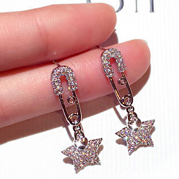 Pendientes de lujo con microincrustaciones de diamantes de imitación