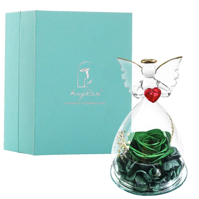 Angel Preserved Roses In Glass Forever Eternal Rose Flowers Gift