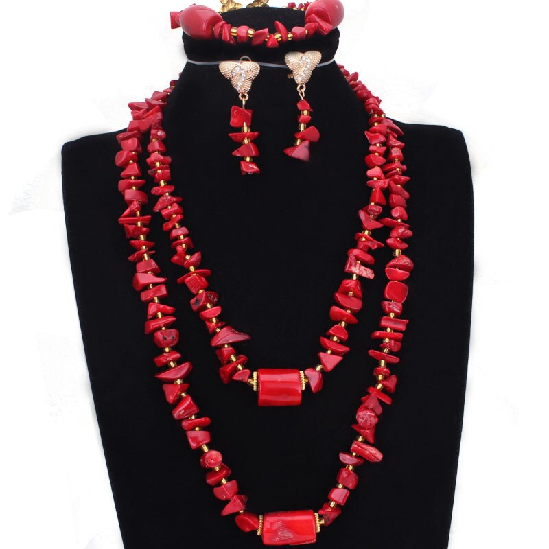 Nigeria Coral Beads Necklace Jewelry Set