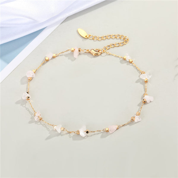 Pulsera de tobillo con cuentas de piedra natural para mujer