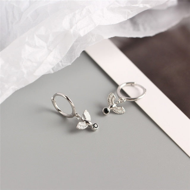 925 Sterling Silver Punk Hip-Hop Link Chain Gothic Studs Earrings