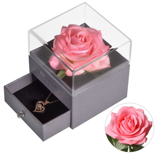 Preserved Flowers Proposal Ring Case Valentine&#39;s Christmas Gifts