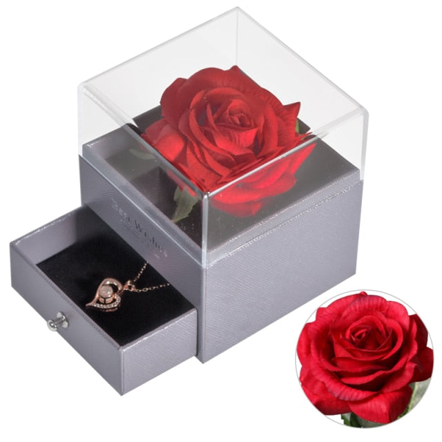 Preserved Flowers Proposal Ring Case Valentine&#39;s Christmas Gifts