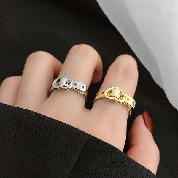 Korean fashion geometric round polished ring
