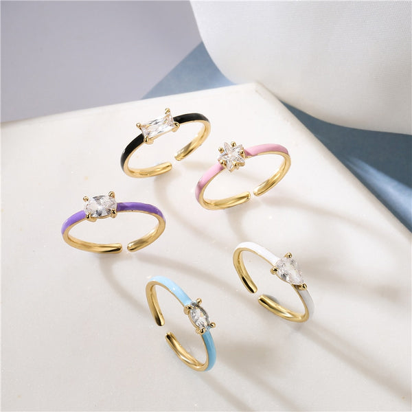 Female Zircon Ring ,Colorful Ring Wedding Jewelry