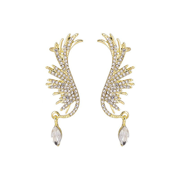 Pendientes de ala de ángel con diamantes de imitación