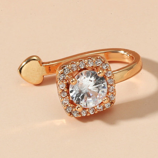 Pendientes de clip de circonita con líneas onduladas retro sin perforación