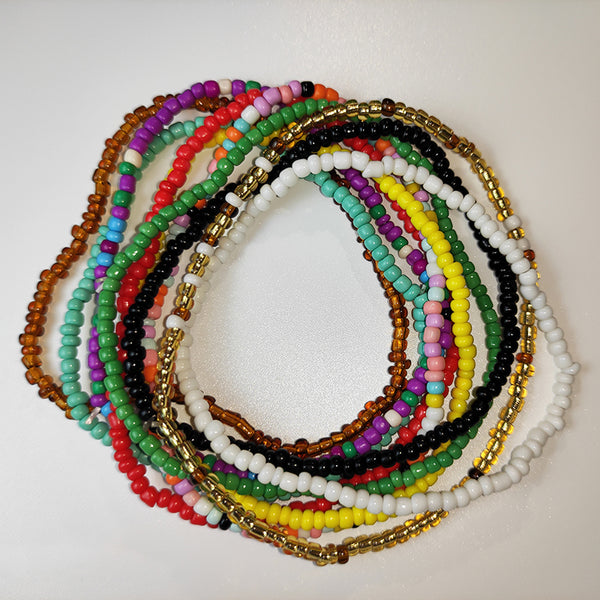 Tobillera de cuentas hecha a mano para mujer, ajustable y colorida.