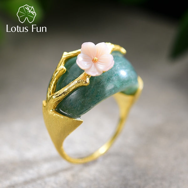 925 Sterling Silver  Handmade Design Fine Jewelry Plum Flower Rings for Women