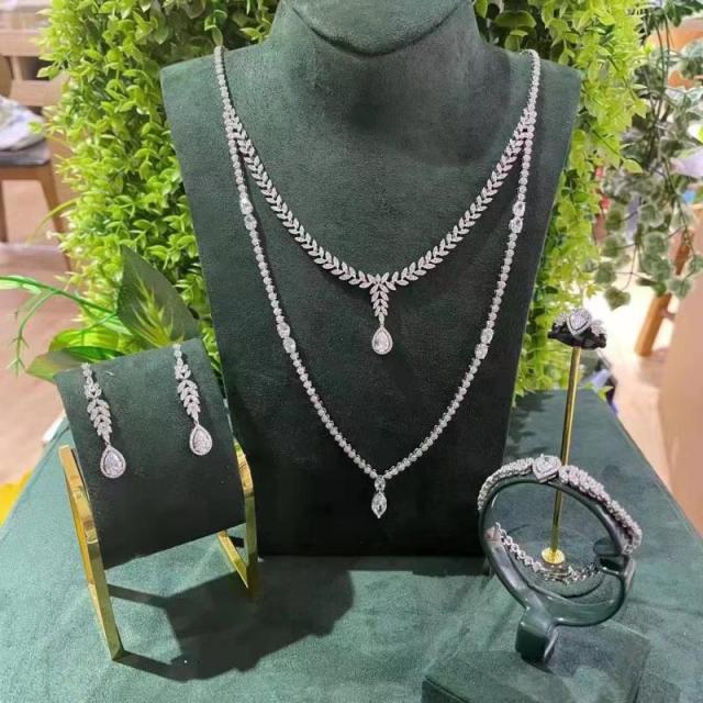 2pcs Bridal Zirconia  Nigeria CZ Crystal Wedding Jewelry Sets