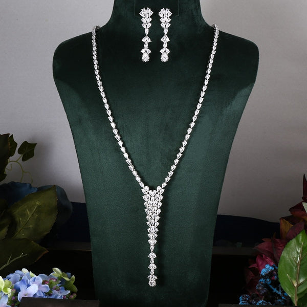 Conjunto completo de 2 piezas de joyería nupcial de circonitas para mujer