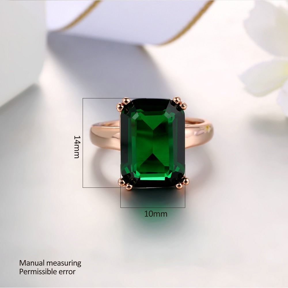 Fashion Green Big Square Crystal Wedding Ring Jewelry for Women