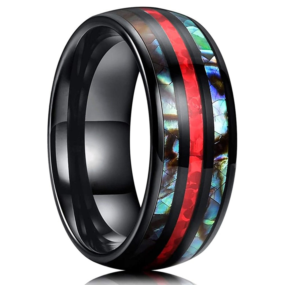 Simple 12MM Wide Large Titanium Steel Face Ring for Men