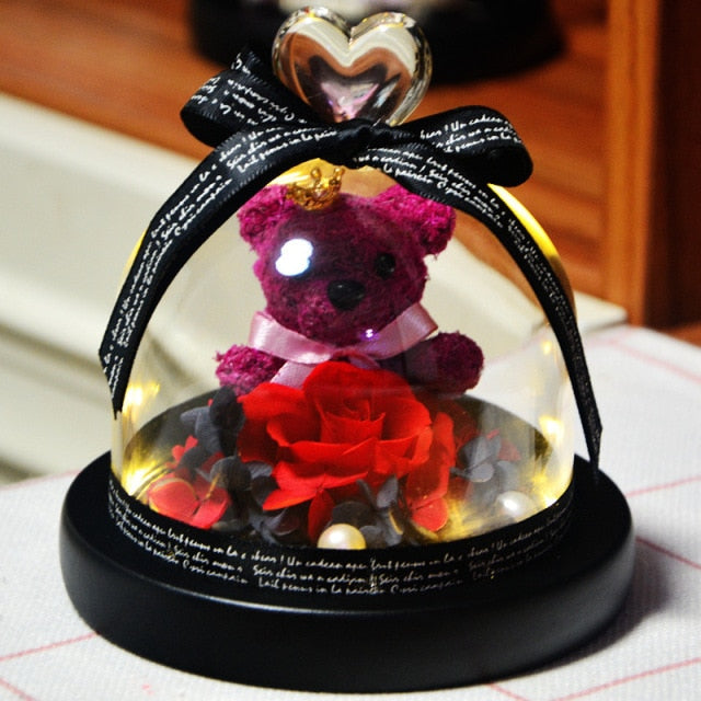 Valentine's Mothers Day Eternal Rose Lovely Teddy Bear