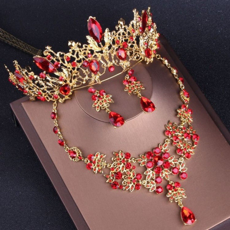 Baroque Vintage Gold Red Bridal Jewelry Sets