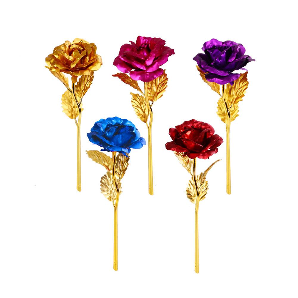 Gold Foil Plated Rose Flowers Goldplated Artificial Flower Golden Violet 24K Without Box