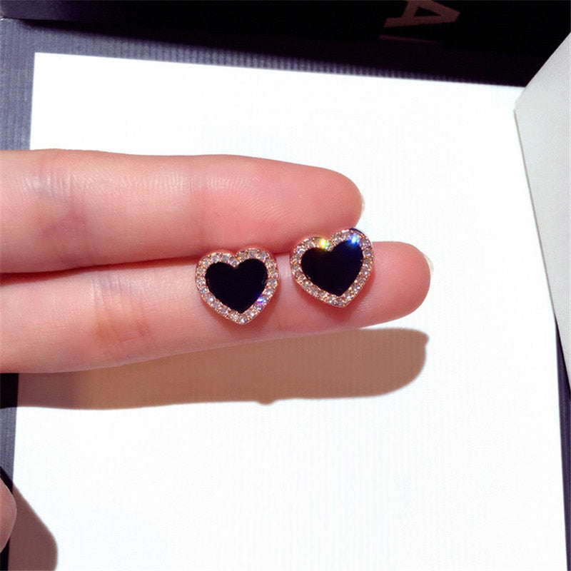 Engagement Enamel Cute Heart Stud Earrings for Women