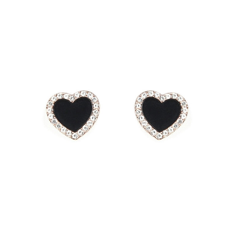 Engagement Enamel Cute Heart Stud Earrings for Women