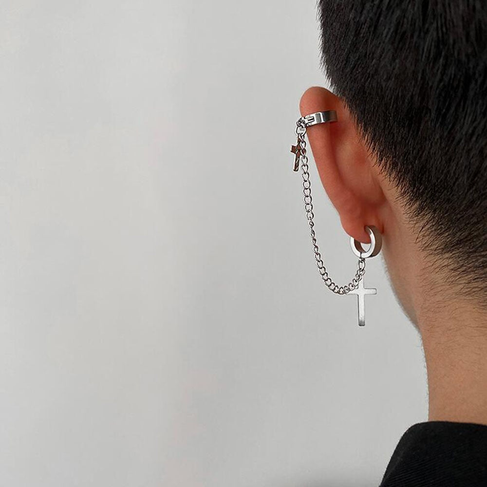 Women Fashion Punk Cross Clip Earring for Teens Men Ear Cuffs