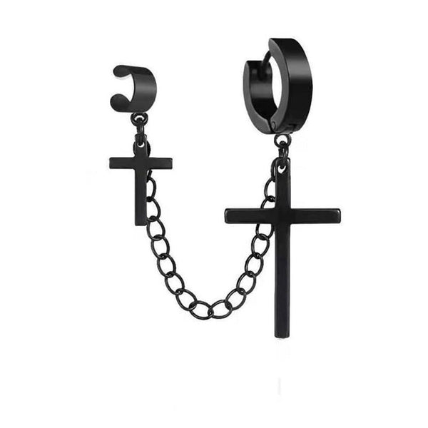 Pendientes de clip con forma de cruz punk para mujer y hombre.