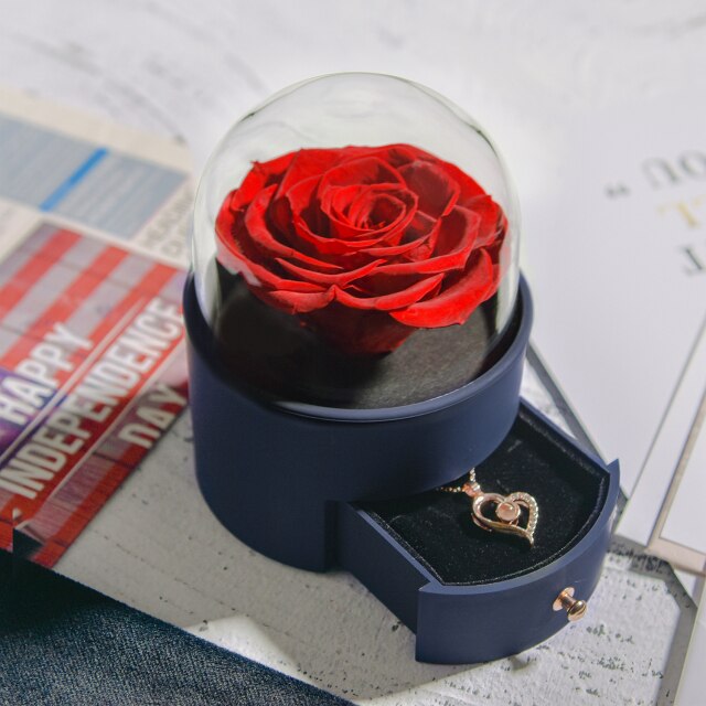 Acrylic Box Preserved Rose Eternal Roses Forever Flower Jewelry Box