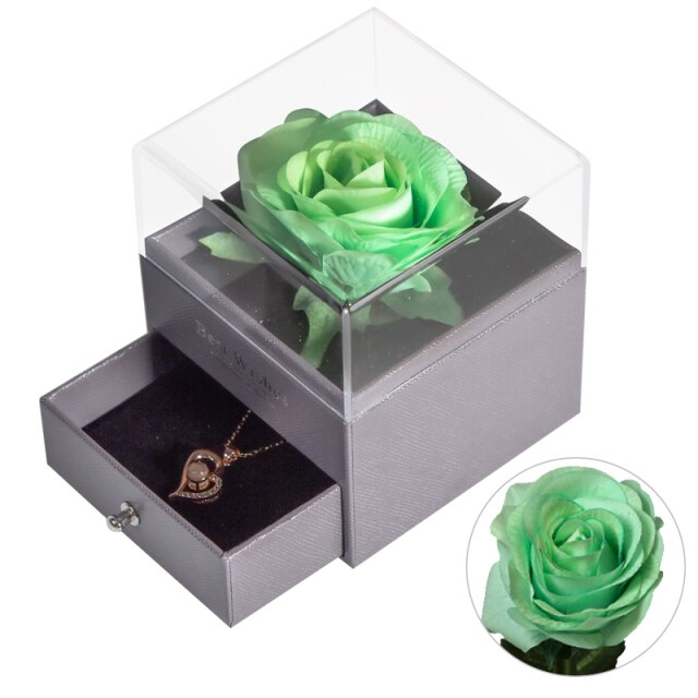 Acrylic Box Preserved Rose Eternal Roses Forever Flower Jewelry Box