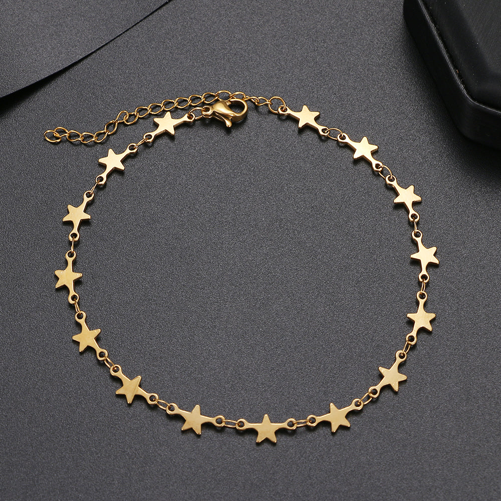 Stainless Steel Fashion New Chain Five-Pointed Star Anklets