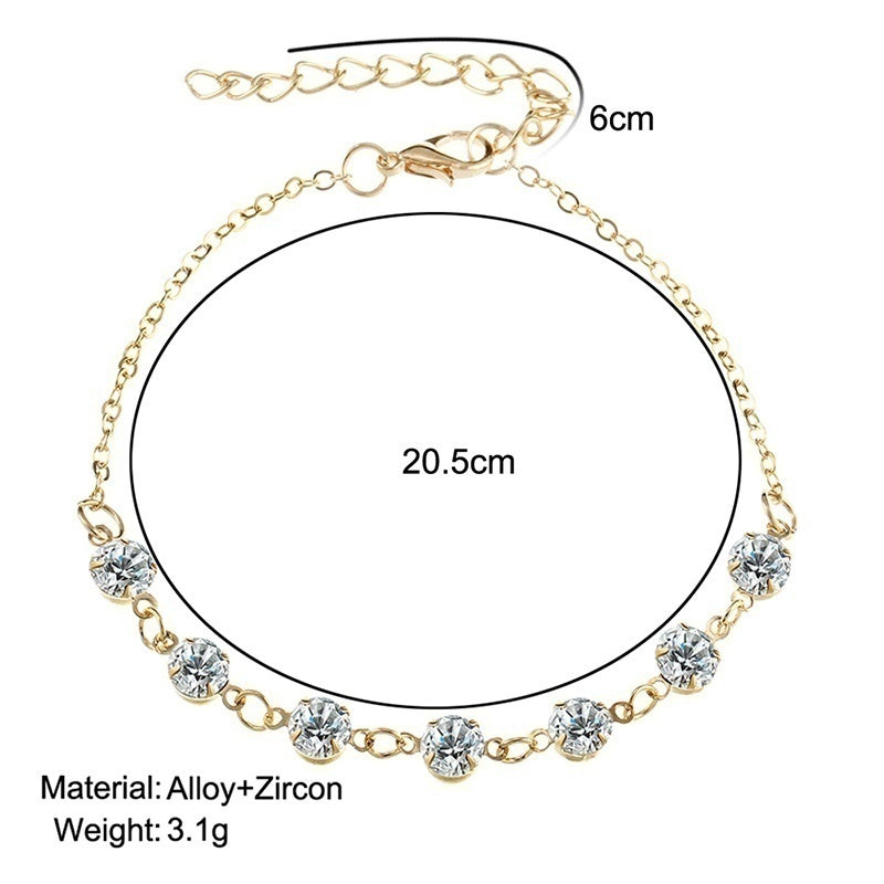 Beach Crystal  Anklet for Women Gold Silver Color Boho Ankle Bracelet