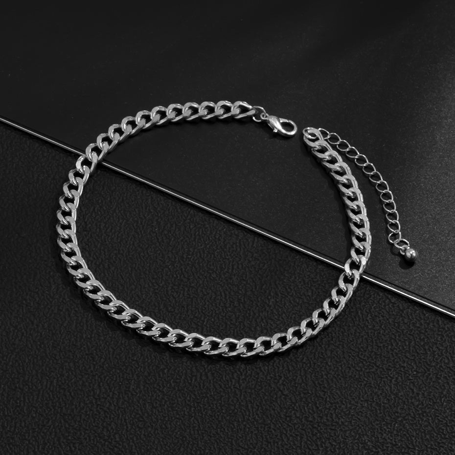 Gothic Basic Simple Flat Blade Snake Chain Anklet