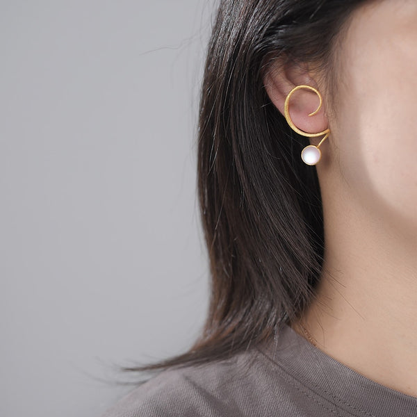 Pendientes colgantes de piedra lunar con diseño grande e inusual para mujer