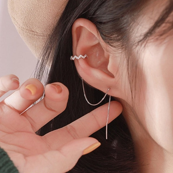 Long Earring Silver Color Simple Tassel Chain Statement Earrings