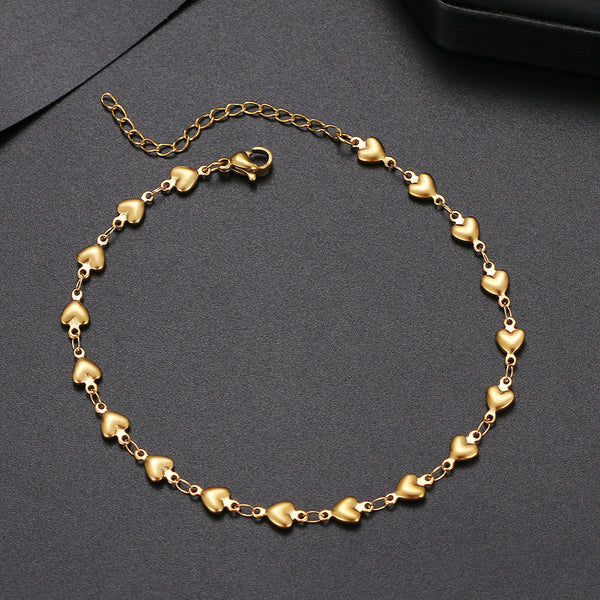 Tobilleras de moda con cadena y corazón, color dorado