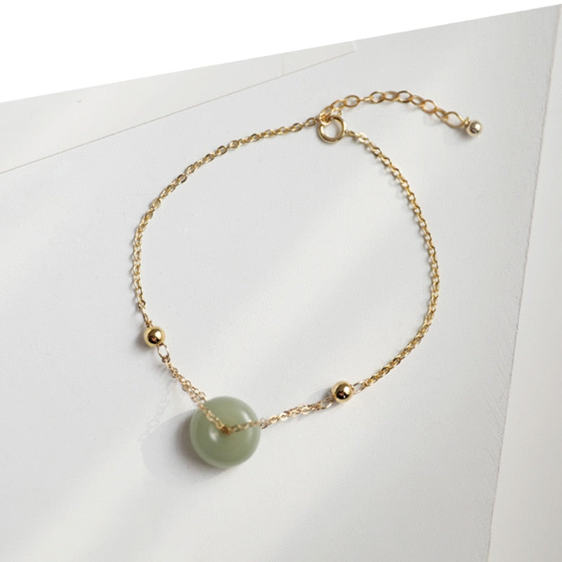Newly Round Hetian Jade Golden Jewelry Sets