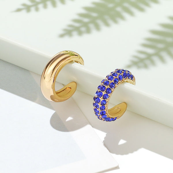 Pendientes de clip estilo punk dorados con circonita cúbica para mujer